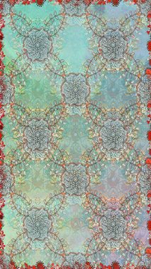 Raster desen. Suluboya efekti. Organik öğeleri. Botanik seamless modeli.