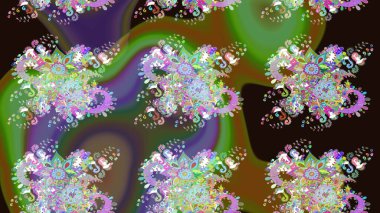 Varicologreen Raster çizimi. Küçük çiçekteki sevimli çiçek deseni. Birçok yeşil soyut çiçekli tropikal çizim deseni.