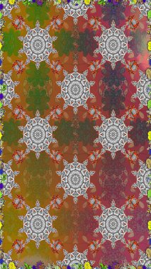 Motley illüstrasyonu. Küçük çiçekte güzel bir desen. Moda baskıları için zarif bir şablon. Küçük renkli çiçekler. Çiçekli bahar çiçekleri.