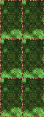 Raster illüstrasyonu. Yumuşak, yeşil renkli bahar çiçekleri. Patlayan çiçekler soyut olarak yerleştirilmiş. Raster deseni.