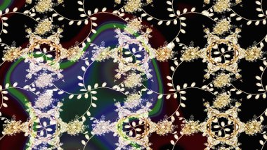 Raster Hip kumaş deseni. Eskiz Vintage Çiçek Deseni.