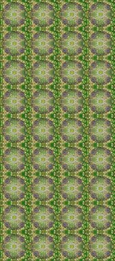 Decorative symmetry arabesque. Raster illustration. Seamless medieval floral royal pattern. Good for greeting card for birthday, invitation or banner. Gold on green, neutral and gray colors.