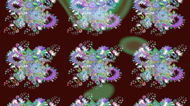 Kahverengi renkte çiçekli çiçek deseni. Suluboya tarzında kahverengi renkte çiçekler.