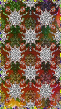 Küçük çiçekteki sevimli çiçek deseni. Kahverengi ve gri renkte çiçekler.