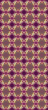 Raster illüstrasyonu. Süslü dekorasyon. Damask altın soyut çiçek deseni mor, kahverengi ve bej renklerde.