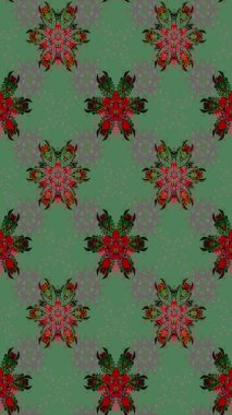 Raster illüstrasyonundaki çiçek desenli çizim. Renkli Bahar Teması eskiz kalıbı. Düz Çiçek Elementleri Tasarımı. Süslü kumaş deseni.