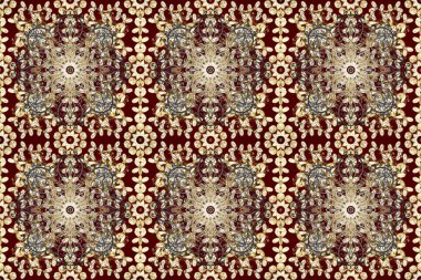 Klasik klasik klasik arka plan. Geleneksel oryantasyon süsü. Kusursuz klasik raster kahverengi, bej, nötr ve altın desenli.