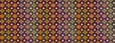 Küçük çiçekli yay deseni çiz. Suluboya tarzında kahverengi renkte. Raster illüstrasyonu.