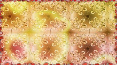 Multicolobeige and yellow elegant little flowers and funny bugs on a beige and yellow colors, raster texture, illustration.