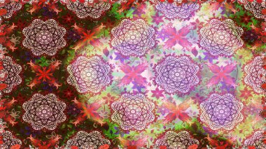 Yatak çarşafları, ceket, paket tasarımı, kumaş ve moda kavramları için tekstil baskısı. Çiçekleri, deniz kabukları, mandalaları ve suluboya efektleriyle donanma geçmişi. Kusursuz etnik tasarım.