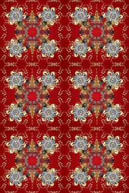 Geleneksel altın sarısı desenli kırmızı, kahverengi ve gri renklerde altın elementler. Barok tarzında kusursuz bir doğulu süsü..