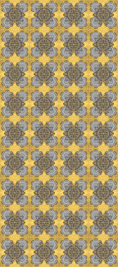 Gold floral ornament in baroque style. Damask seamless repeating pattern. Antique golden repeatable wallpaper. Golden element on beige, gray and yellow colors.