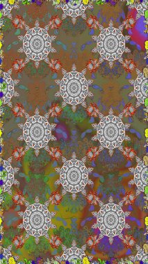 Yumuşak, bahar çiçekli arka plan. Çiçekli karalama şeklinde Raster çiçek deseni. Kahverengi ve gri renkte çiçekler.