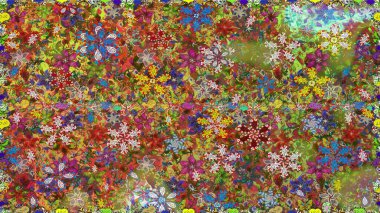 Raster illüstrasyonu. Şatafatlı bahar bahçesi dokusu. Çiçek deseni. Çiçeksiz arkaplan.