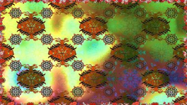 Colour Spring Theme seamless pattern Background. Flat Flower Elements Design. Flowers on green and brown colors. Seamless Floral Pattern in Raster illustration.