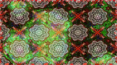 Nazikçe, güzel çiçek arkaplanı. Yeşil ve gri renkli çiçekler. Raster çiçek desenli ve çiçekli..