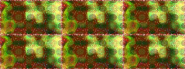 Raster illustration. Indian ornament. Seamless pattern. Colorful ornamental border. Floral wallpaper. On brown colors.