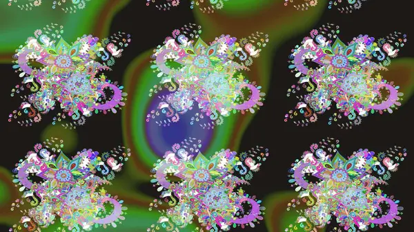 Çiçek süslemeli çizim deseni. Gri renkli çiçekler. Raster illüstrasyonu.