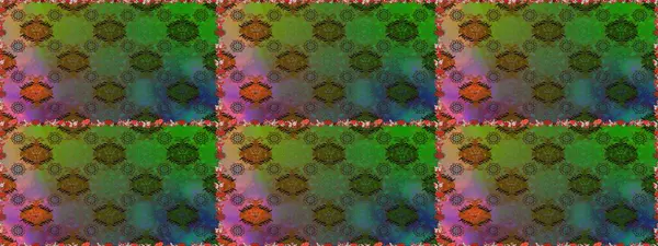 Cute floral elements. Seamless. Raster illustration. Flowers on green and brown colors.