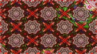 Küçük çiçekteki sevimli çiçek deseni. Raster illüstrasyonu. Nazik, yaz çiçekleri kahverengi ve kırmızı renklerde. Raster deseni.