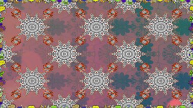 Çiçekli karalama şeklinde Raster çiçek deseni. Gri ve kahverengi renkli çiçekler. Nazik, narin çiçek arkaplanı.