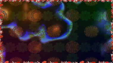 Küçük çiçekteki sevimli çiçek deseni. Raster illüstrasyonu. Kahverengi ve gri renkte çiçekler.