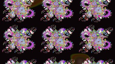 Şirin çiçek elementleri. Siyah renkli çiçekler. Raster illüstrasyonu. Çizim.