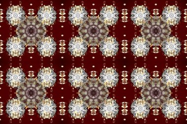 Raster geleneksel oryantasyon süsü. Kusursuz klasik altın desen. Altın desenli kahverengi, kırmızı ve gri renklerde altın elementler.