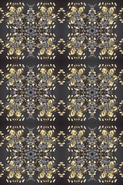Gri, kahverengi ve bej renklerde pürüzsüz desen. Doğu tarzı arabesk tarzında altın elementler. Kusursuz altın desenli bukleler. Raster altın pürüzsüz desen.