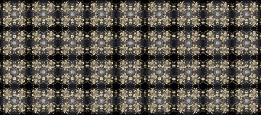 Altın rengi, kusursuz çizim. Raster geometrik arka plan. Senin tasarımın için, duvar kağıdı. Altın desenli gri, bej ve kahverengi desenli altın çiçekli elementler.