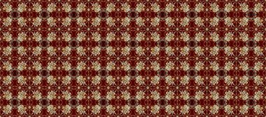 Kırmızı, kahverengi, bej ve altın desenli. Tekrarlayan elementlerle kusursuz soyut arkaplan. Zarif raster klasik desen.