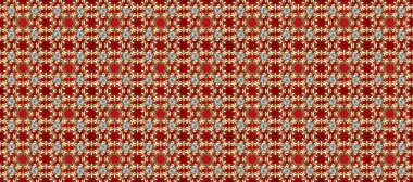 Raster oryantal süs. Kırmızı, bej ve kahverengi renklerde altın desenli altın elementler. Kusursuz altın desen.