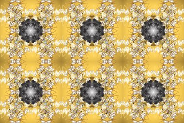 Duvar kâğıdı barok, İspanyol kumaşı. Şık bir grafik desen. Sarı, bej ve nötr renklerde altın elementler. Çiçek deseni. Kusursuz raster arkaplanı.