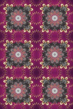 Barok tarzında kusursuz bir doğulu süsü. Raster geleneksel altın pürüzsüz desen mor, gri ve kahverengi renkler.