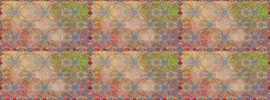 Renkli Yaz Temalı Kusursuz Arkaplan. Düz Çiçek Elementleri Tasarımı. Çiçekli kusursuz retro desen. Bej renkte çiçekler.