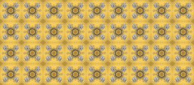 Altın desenli çiçek dekoru. Çizgi sanatı tasarım şablonu için kusursuz sınır. Doğu tarzı element. Sarı, bej ve gri renklerde altın element. Davetiyeler, kartlar, web sayfası için Raster illüstrasyonu.