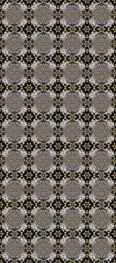 Klasik klasik klasik arka plan. Klasik raster sarısı, kusursuz desen. Geleneksel oryantasyon süsü. Gri ve kahverengi renklerde altın elementlerle kusursuz desen.