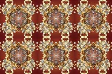 Doğulu stili, altın elementlerle kırmızı, kahverengi ve bej renklerde altın desenli arabesk yapar. Kusursuz kıvırcık saçlar. Raster altın desen.