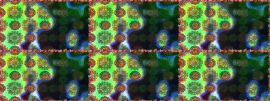 Modern çiçek arkaplanı. Halk tarzı. Moda baskıları için zarif bir şablon. Parlak renkli çiçekleri ve yeşil yaprakları olan, kusursuz çiçek desenleri..