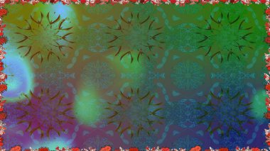 Raster illüstrasyonu. Güzel kumaş deseni. Kusursuz çiçek deseni. Düz Çiçek Elementleri Tasarımı. Renkli Bahar Temalı Kusursuz Arkaplan. Asya tekstil tarzında.