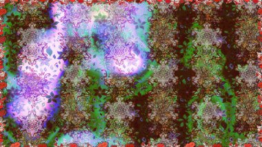 Elegance seamless pattern with ethnic flowers on brown and neutral colors. Raster Floral Illustration in asian textile.