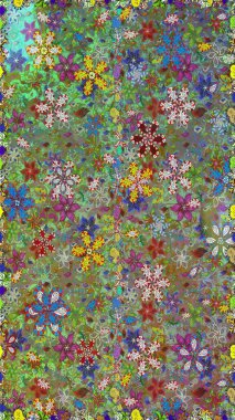 Kusursuz bir geçmişi var. Raster illüstrasyonu. Tomurcukları çiçek olan sevimli bir çiçek deseni. Raster. Eski usul. Kumaş, tekstil ve duvar kağıdı baskısı için..