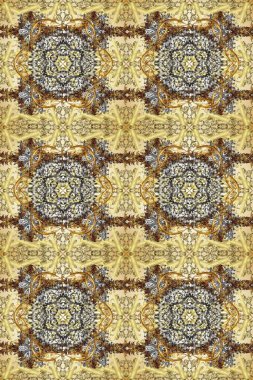 Raster oryantal süs. Tarafsız, bej ve kahverengi renklerde altın desenli altın elementler. Kusursuz altın desen.