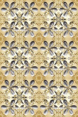 Raster oryantal süs. Tarafsız ve bej renklerde, altın elementlerle. Kusursuz altın desen.