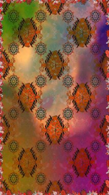 Çiçek arkaplan. Renkli, pürüzsüz desen. Raster illüstrasyonu. Kahverengi renkli şirin tekstil. Çiçek duvar kağıdı.