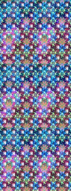 Çok mavi, zarif küçük çiçekler ve mavi renkli komik böcekler, raster desen, illüstrasyon.