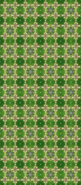 Yeşilde kusursuz desen, altın elementlerle bej renkler. Hassas altın deseni açın. Parlak, stilize çiçekler, şal desenli. Raster. Kusursuz altın desenli bukleler. Doğu tarzı arabesk.