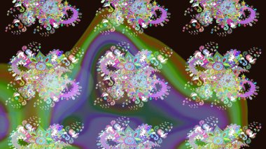 Düz Çiçek Elementleri Tasarımı. Raster illüstrasyonu. Asya tekstil tarzında. Renkli Bahar Teması eskiz kalıbı. Güzel kumaş deseni. Çiçek desenini çiz.