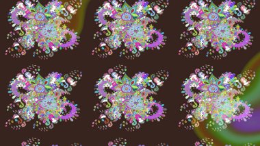 Raster illüstrasyonundaki çiçek desenli çizim. Mor renkte çiçekler.