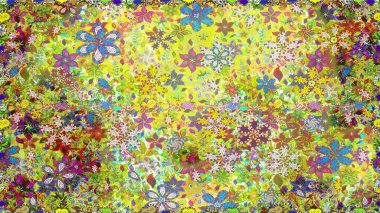 Nazik, sevimli çiçek arkaplanı. Çiçekli karalama şeklinde Raster çiçek deseni. Sarı ve nötr renkte çiçekler.